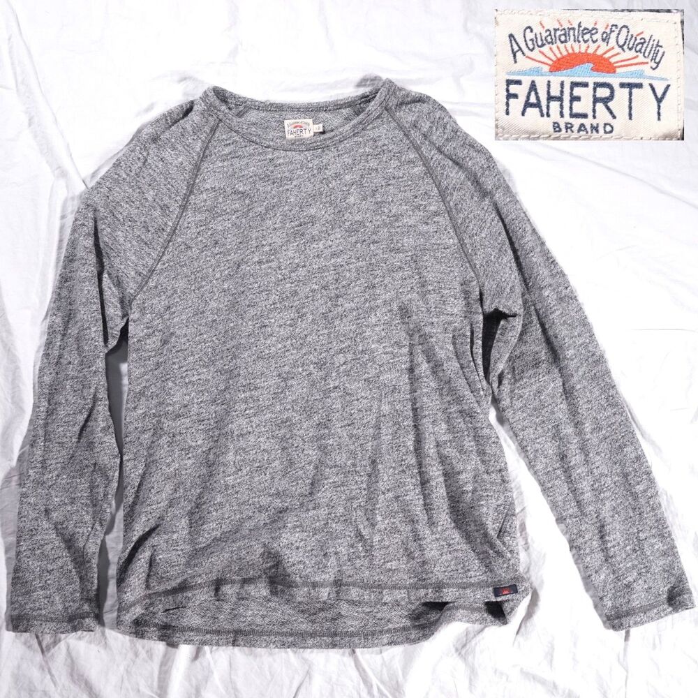 Faherty Pullover Sweatshirt Gray Mens Large